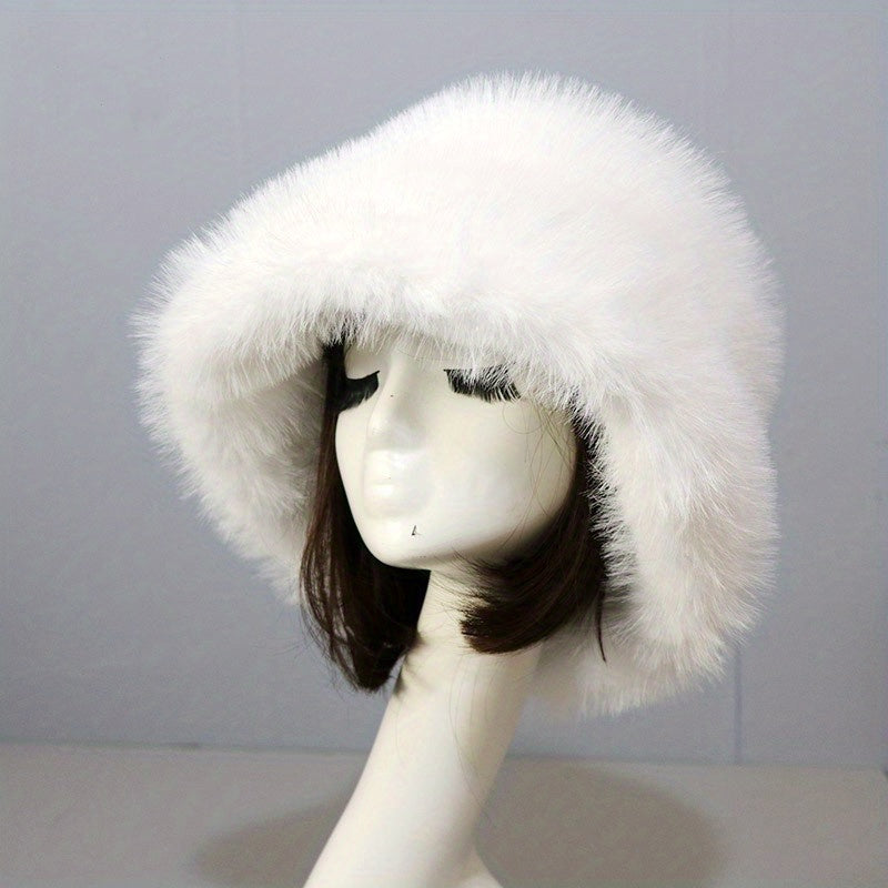 Plush Bucket Hat Winter Warm Basin Hat Windproof Ear Protection Fisherman Cap
