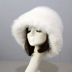 Plush Bucket Hat Winter Warm Basin Hat Windproof Ear Protection Fisherman Cap
