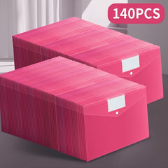 140pcs Transparent File Bag Pocket A4 Size School Work Office Organization