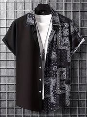 Men's Retro Flower Print Short Sleeve Shirt