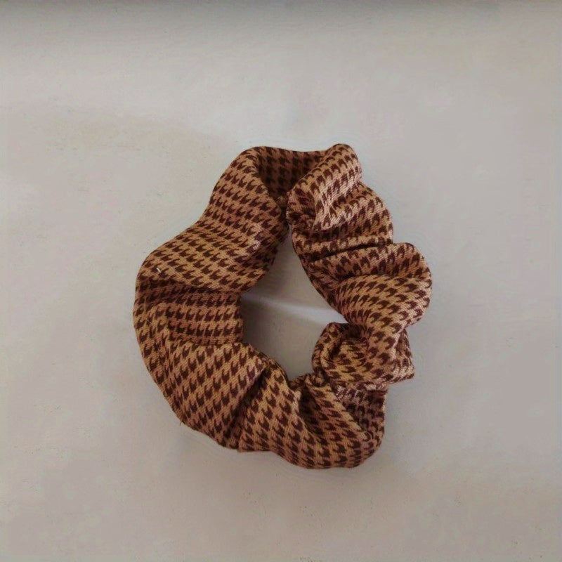 Houndstooth Pattern Scrunchies Hair Tie Large Hair Rope Satin Hair Accessories