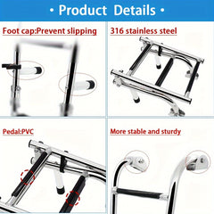 3 Step Telescopic Boat Ladder Stainless Steel Foldable Boat Ladder