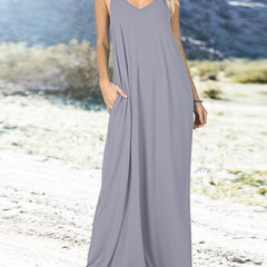 Solid Loose Cami Dress Beach Casual Dress Women's Clothing
