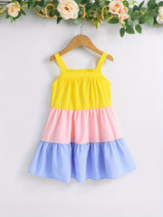 Girls' Colorblock Spaghetti Straps Cami Dress - Casual & Summer