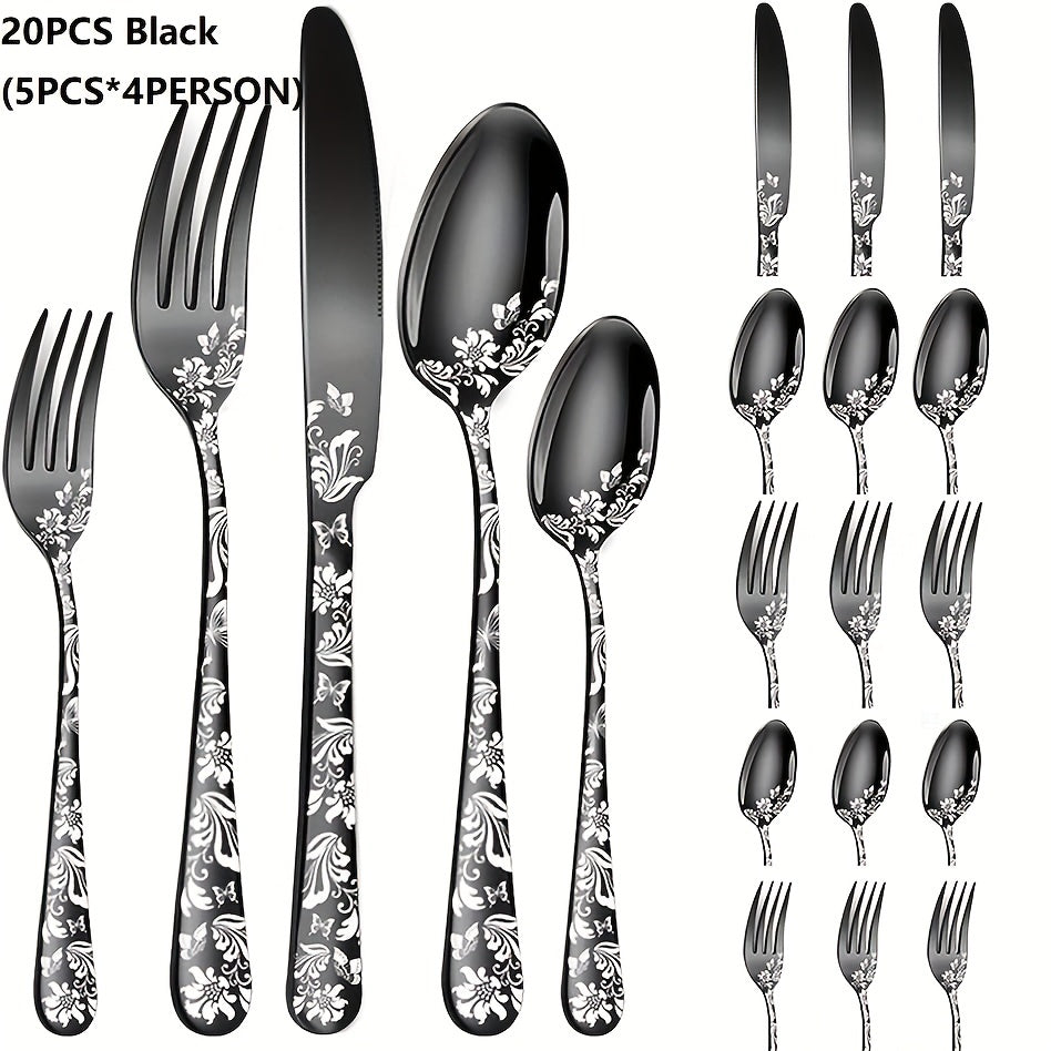 20PCS Christmas Stainless Steel Cutlery Set with Steak Fork