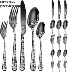 20PCS Christmas Stainless Steel Cutlery Set with Steak Fork