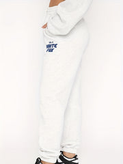 Plus Size Elastic Waist Tie Front Joggers With Pockets
