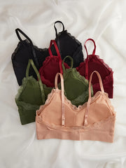 4 Pcs Lace Wireless Bra Comfy & Breathable Intimates Bralette Women's Lingerie