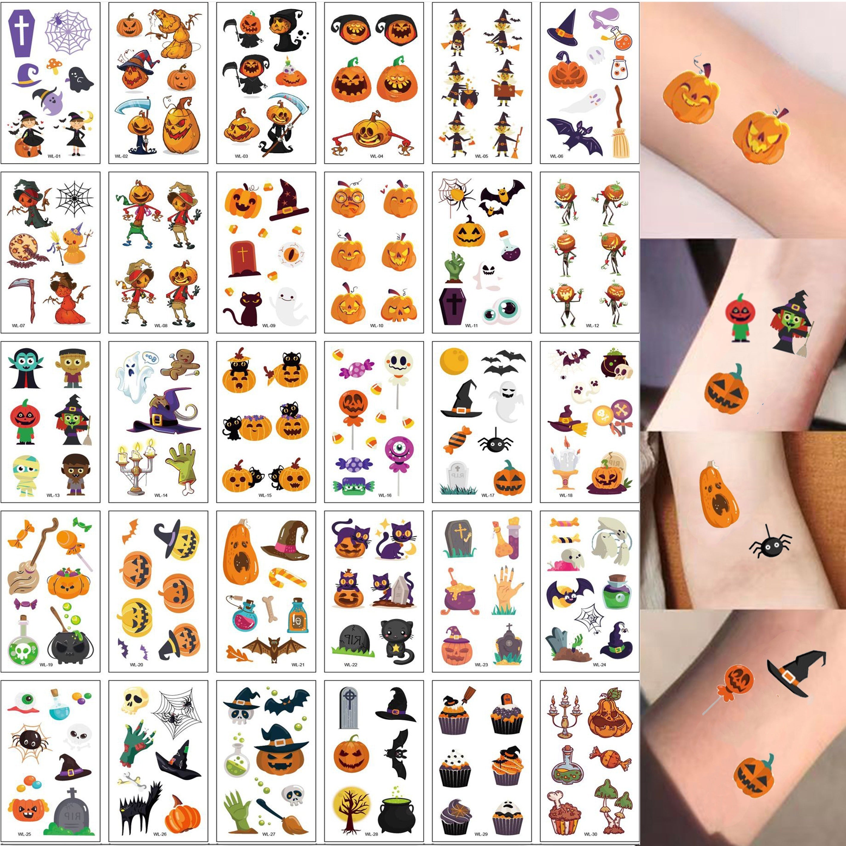 30 Waterproof Tattoo Stickers Halloween Series