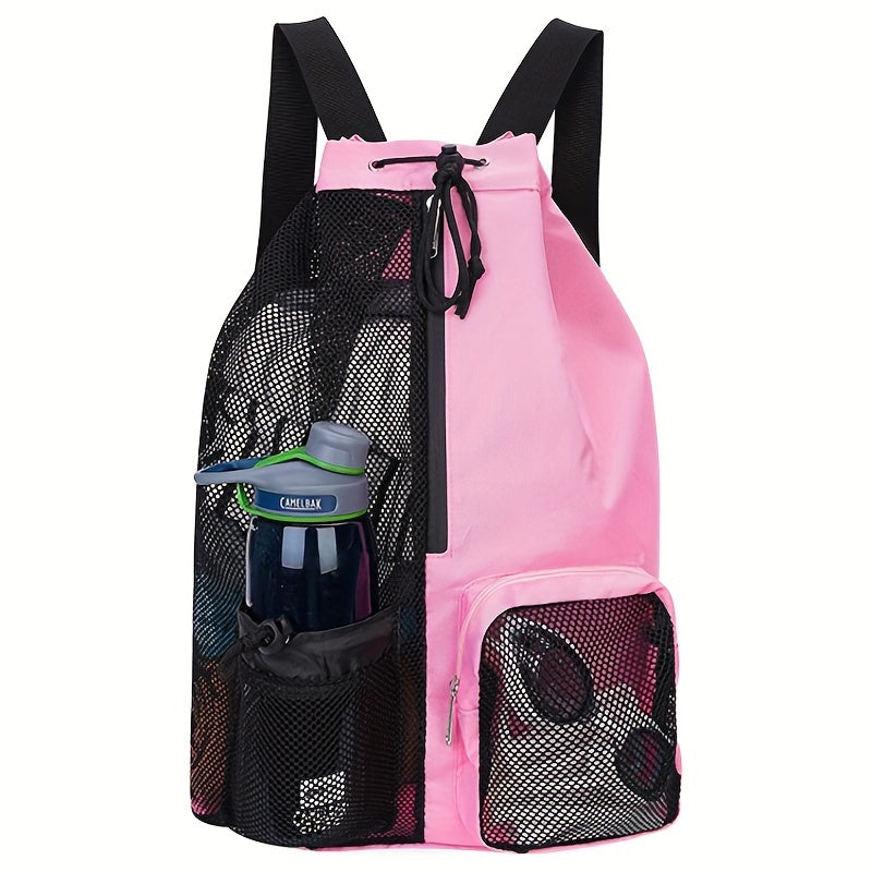 Mesh Drawstring Backpack Beach Gym Bag