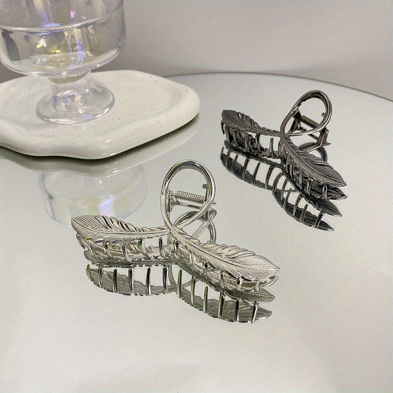 Alloy Feather Hair Claw Ponytail Holder for Women Girls