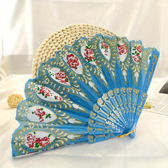 Flower Pattern Folding Fan Stage Performance Props