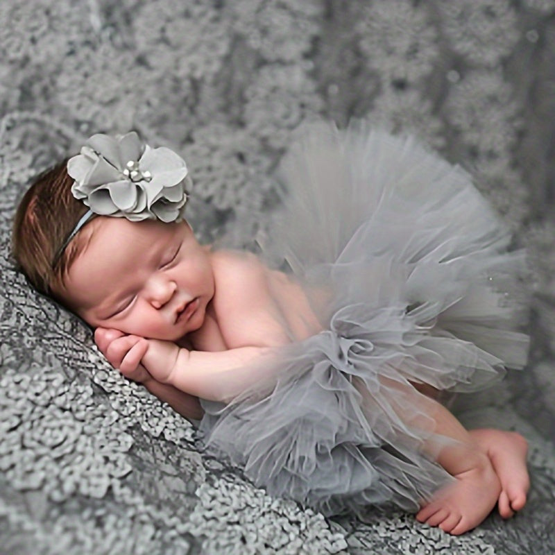 2pcs Baby Girl Tutu Skirt Set for Newborn Photo Props & Shower