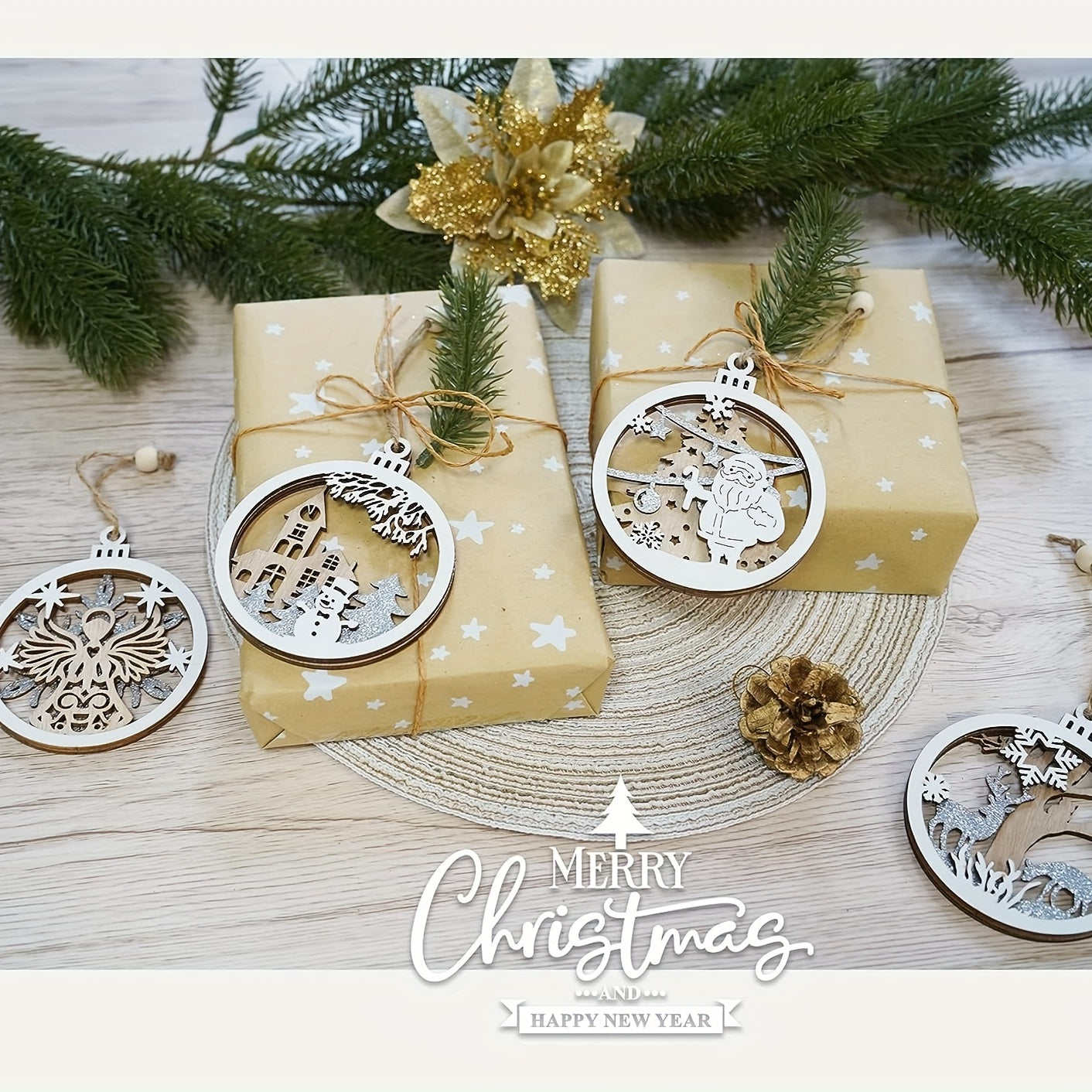 6pcs Winter Wonderland Farmhouse Christmas Tree Ornaments