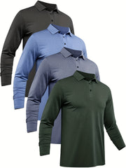 Mens Casual Long Sleeve Golf Tennis Shirt Quick Dry Equestrian Clothing