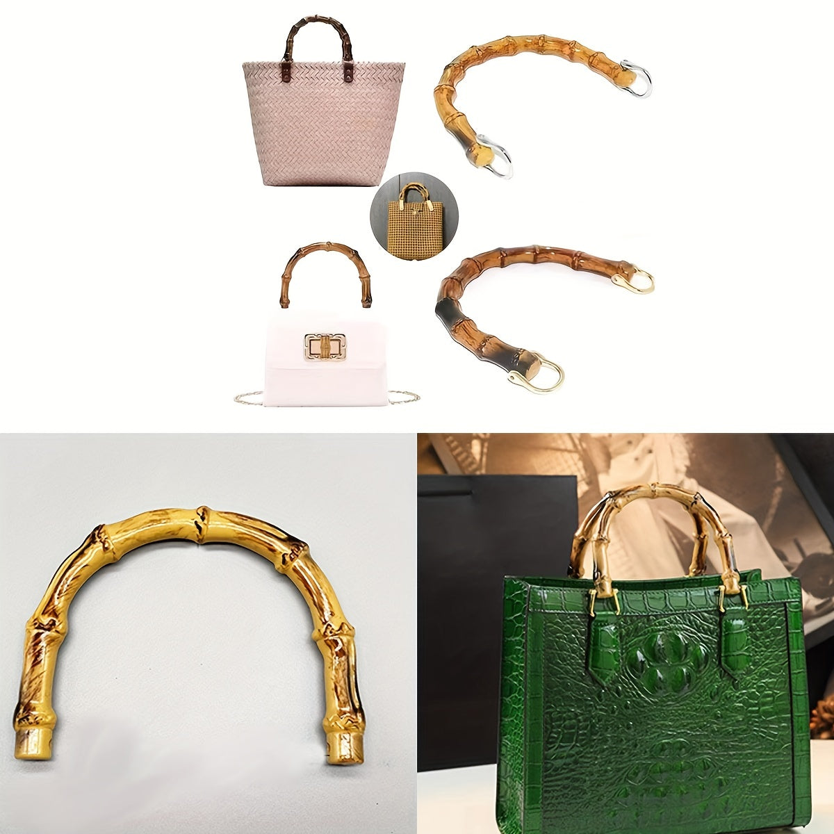 Faux Bamboo U Shape Handle For Handbag Vintage DIY Accessories