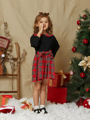 Sweet & Classic Plaid Long Sleeve Collar Dress Toddler Girl Christmas Outfit