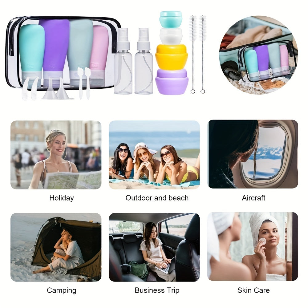 20 Pcs Leak Proof Silicone Travel Bottles Set - TSA Approved Toiletry Containers