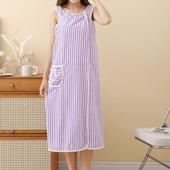Women's Striped Bath Skirt and Towel Set, Quick Drying Spa Wrap