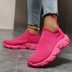 Women's Flying Woven Slip On Sneakers Lightweight Casual Walking Shoes