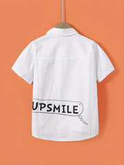 Boys Short Sleeves Tie Shirt Preppy Style Summer Kids Clothes