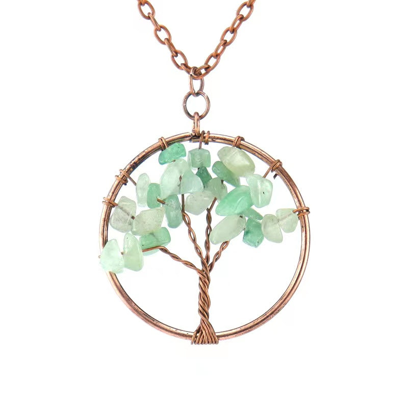 Amethyst Crystal Tree Of Life Necklace Antique Red Copper 3 5MM