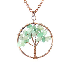 Amethyst Crystal Tree Of Life Necklace Antique Red Copper 3 5MM