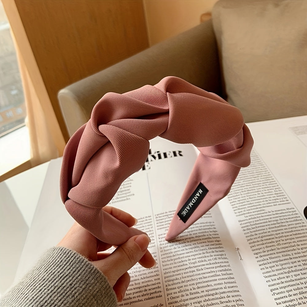 Ruffled Headbands For Women Solid Fabric Wide Hairbands