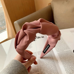 Ruffled Headbands For Women Solid Fabric Wide Hairbands