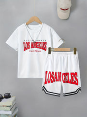 Boys 2pcs T shirt & Shorts Set Crew Neck Tee Top Casual Kids Clothes Summer