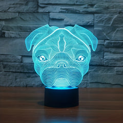 3D Dog Head Night Light Desk Lamp Dimmable 16 Colors Smart Touch Home Decor