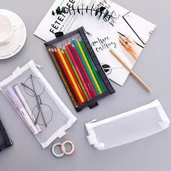 1pc Transparent Mesh Pen Bag Large Capacity Pencil Bag