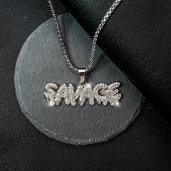 Punk Hip Hop Silver Rhinestone Letter Necklace
