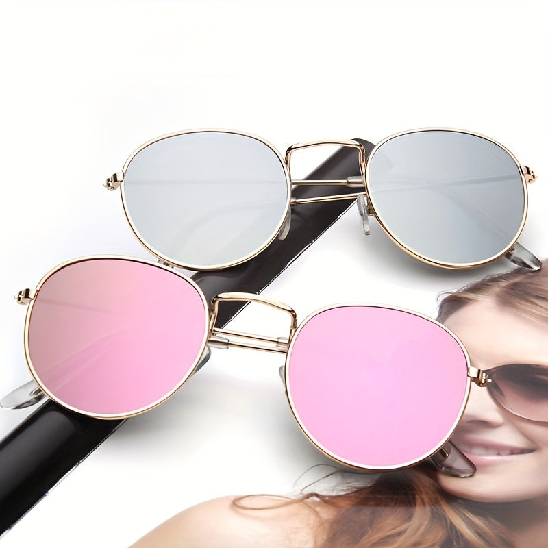 Round Metal Sunglasses UV400 Anti Glare for Driving