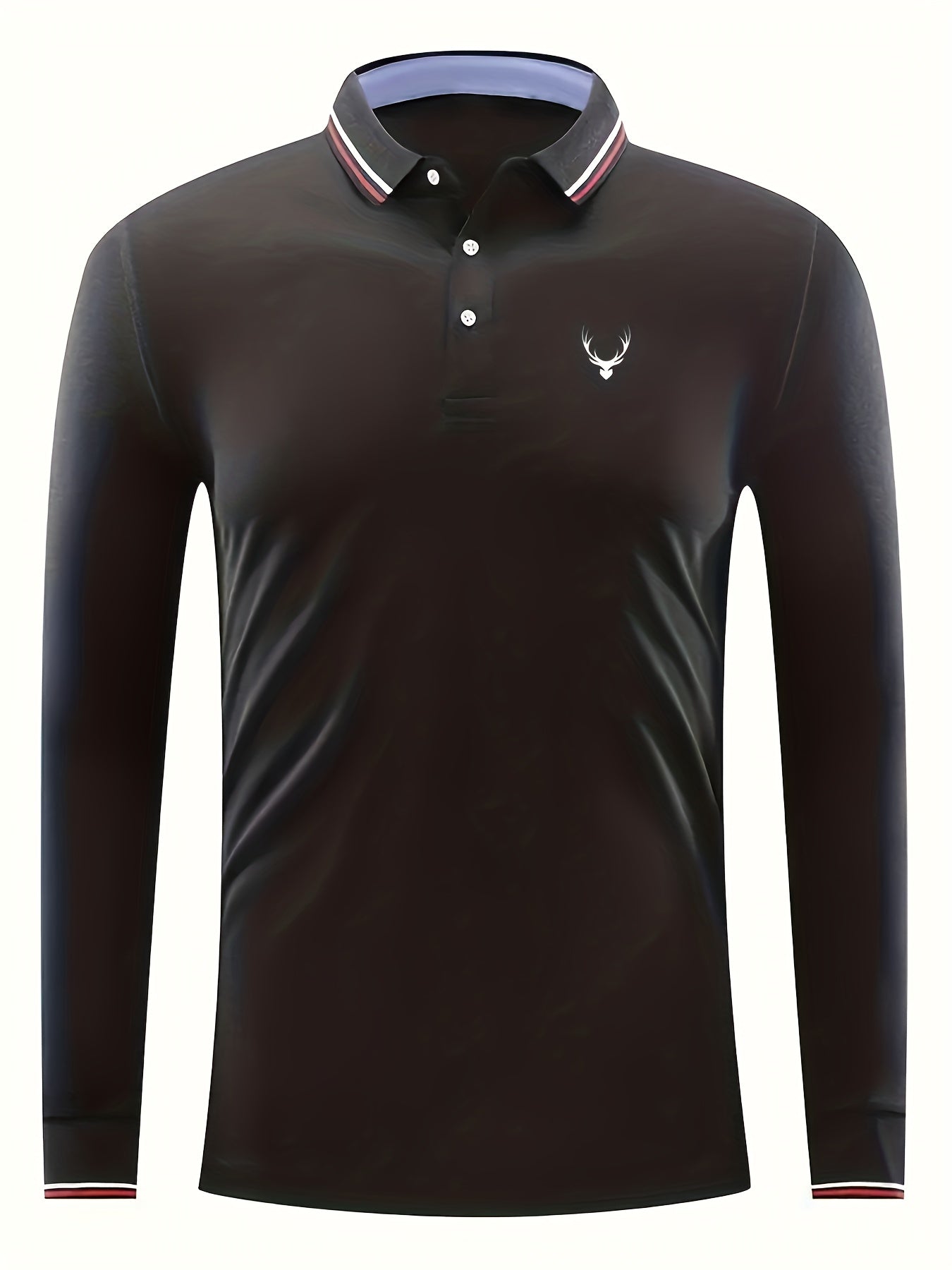 Elk Print Men's Casual Button Up Long Sleeve Lightweight Polo Shirt
