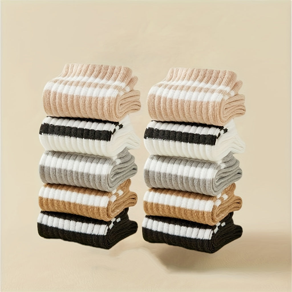 10 Pairs Striped Sports Socks for Women