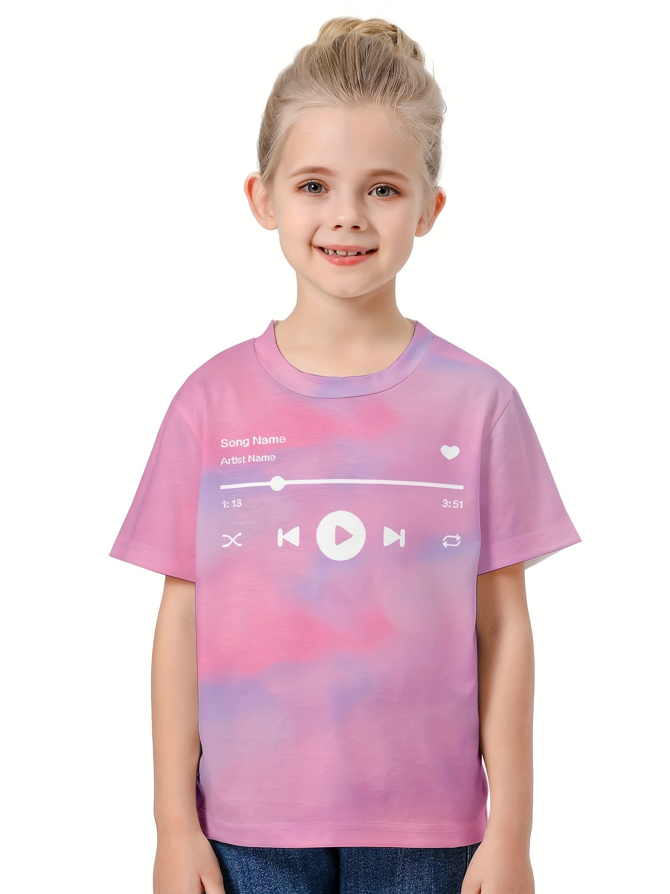 3D Music Player Graphic Short Sleeve T shirt for Boys Girls