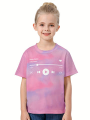 3D Music Player Graphic Short Sleeve T shirt for Boys Girls