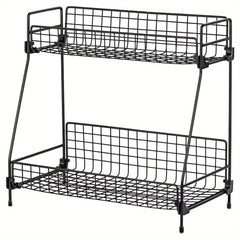 Double Layer Bathroom Organizer Metal Basket Storage Shelf Rack