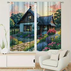 Cartoon Garden Cabin Curtain Tapestry Home Decoration