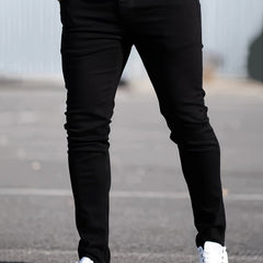 Men's Solid Cotton Denim Pencil Pants