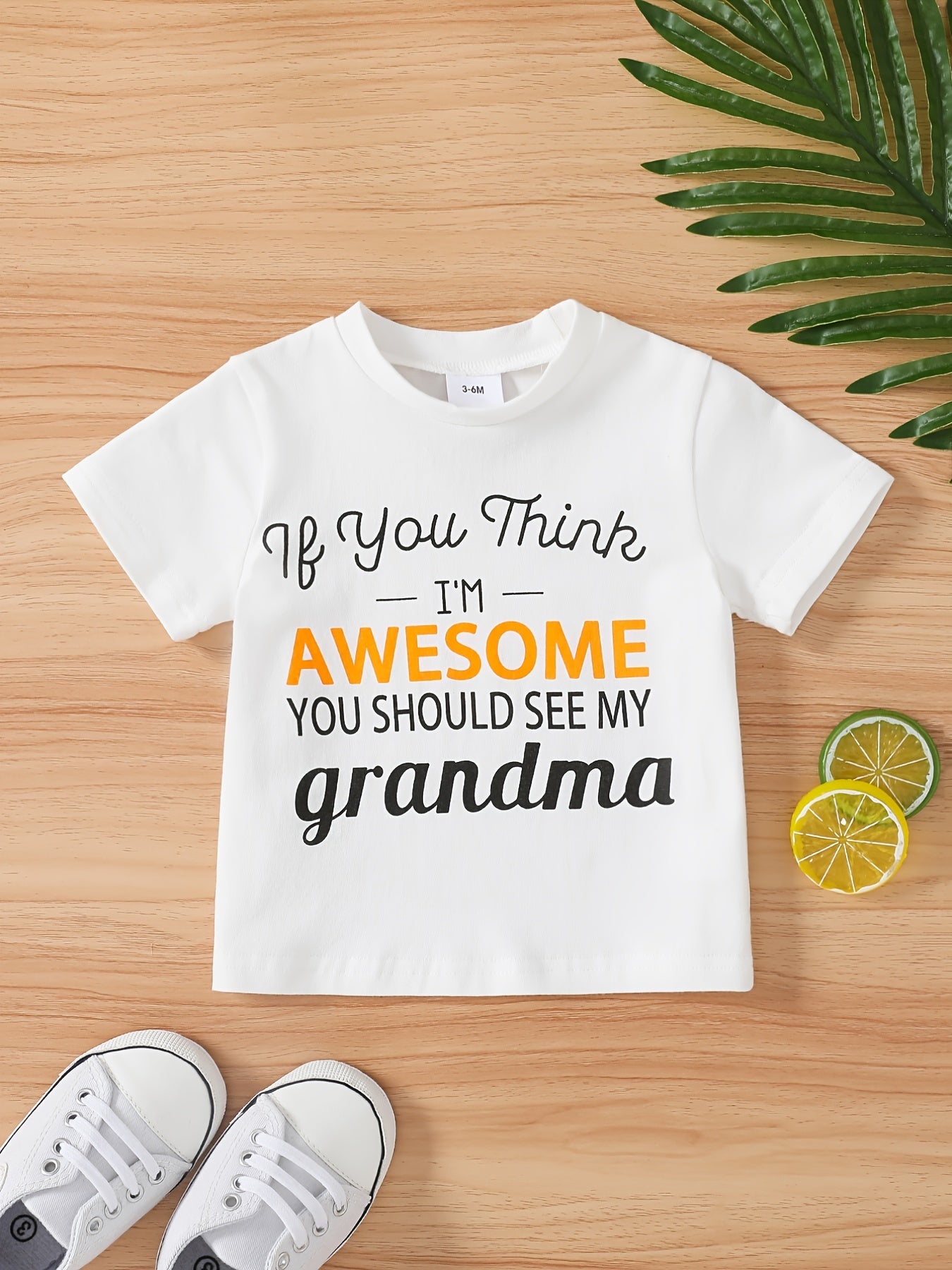 Baby Boys Casual Awesome Grandma Round Neck T shirt Clothes