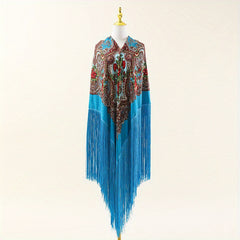 National Style Printed Shawl Long Fringed Retro Shawl Wrap
