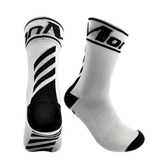 Breathable Cycling Socks Unisex Men Women Mid Calf Sports