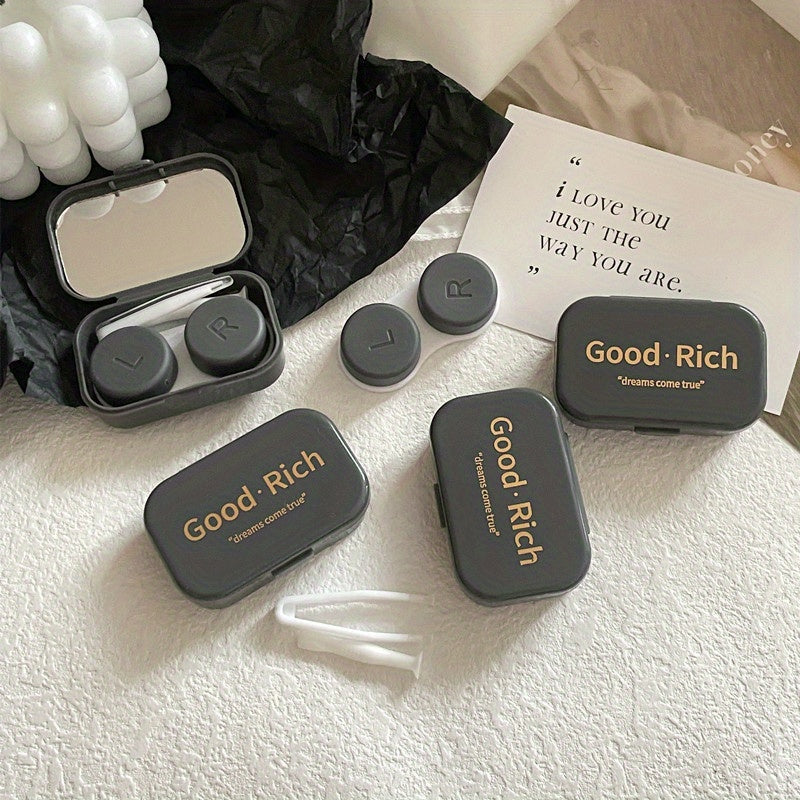 Letter Charm Lens Cases Travel Box Tweezers Remover Tool