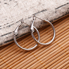 Golden Silvery Hoop Earrings Minimalist Stainless Steel 14K Plated