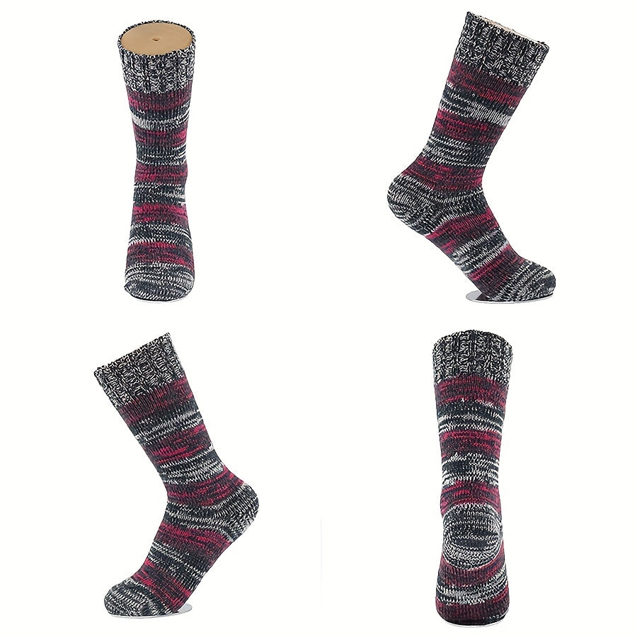 2 Pairs Stripe Print Socks Warm Mid Tube Women's Stockings