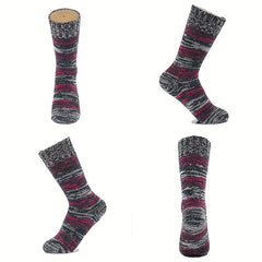 2 Pairs Stripe Print Socks Warm Mid Tube Women's Stockings