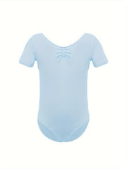 Girls Comfy V Neck Short Sleeve Gymnastics Outfits 95 Cotton Dance Suit