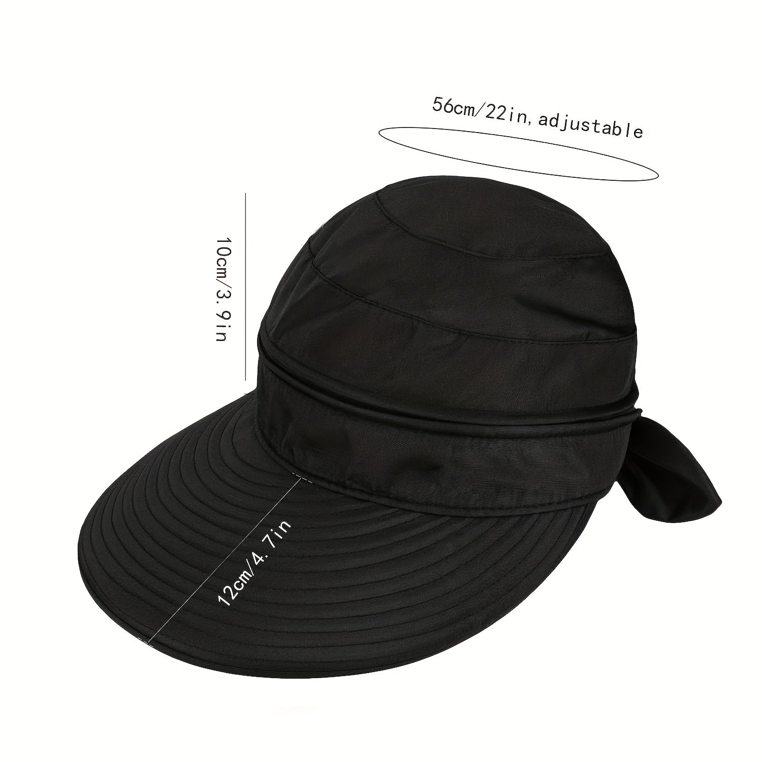 Zipper Visor Hat Solid Ponytail Sun Hat Lightweight Golf Baseball